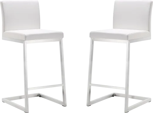 Polaris White Counter Height Stool, Set of 2