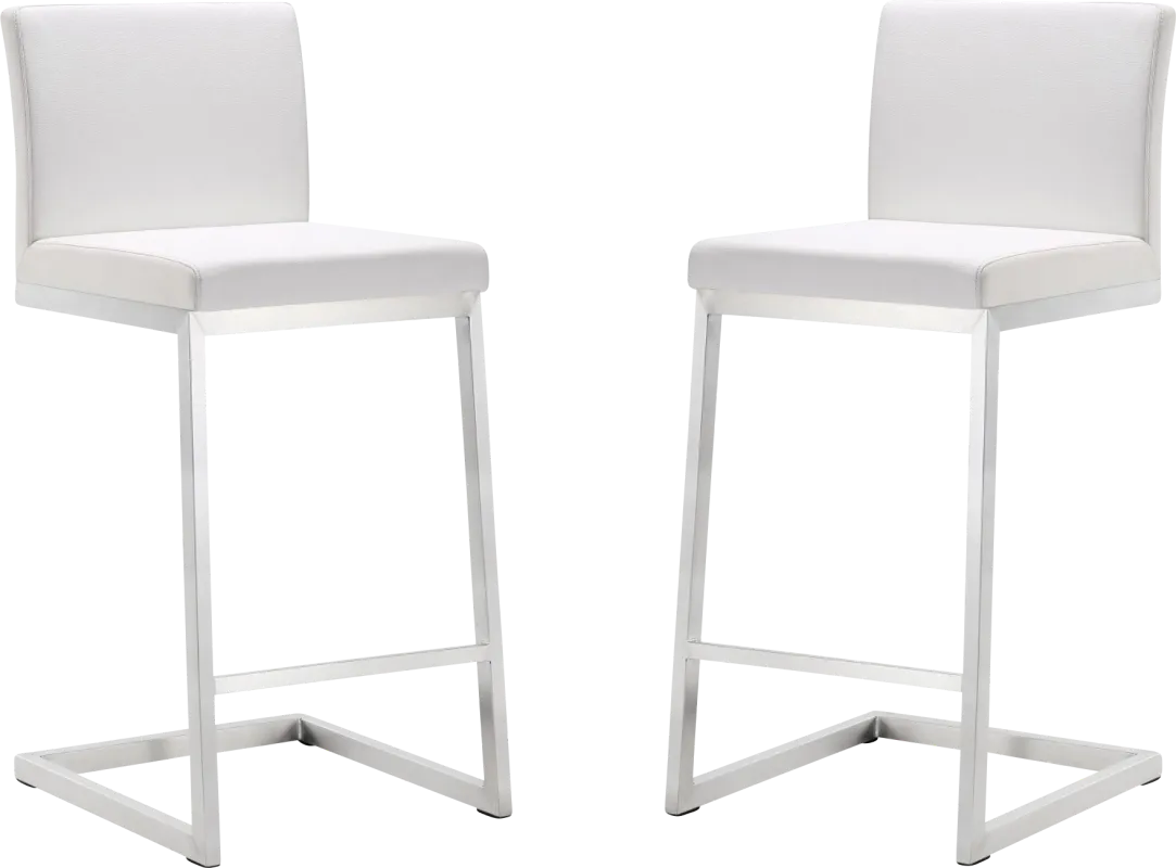 Polaris White Counter Height Stool, Set of 2