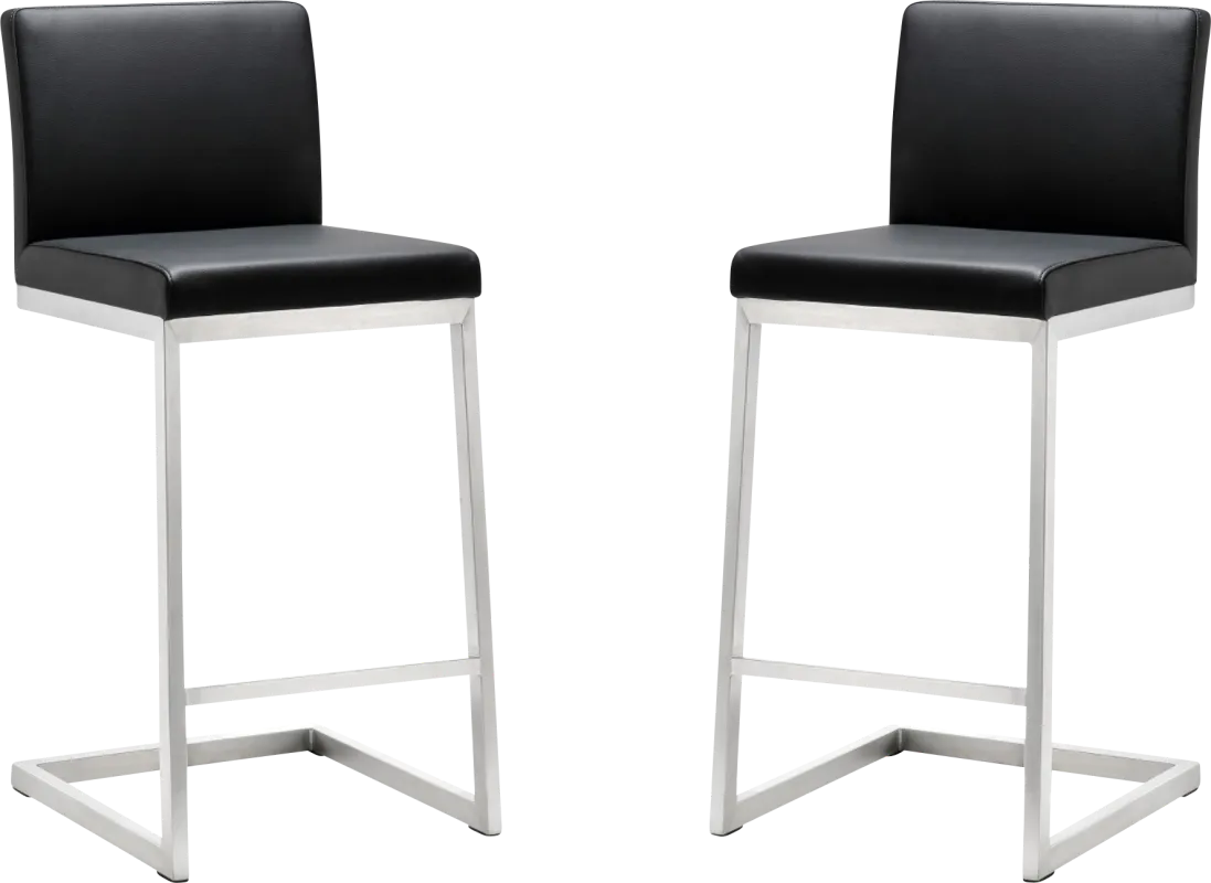 Polaris Black Counter Height Stool, Set of 2