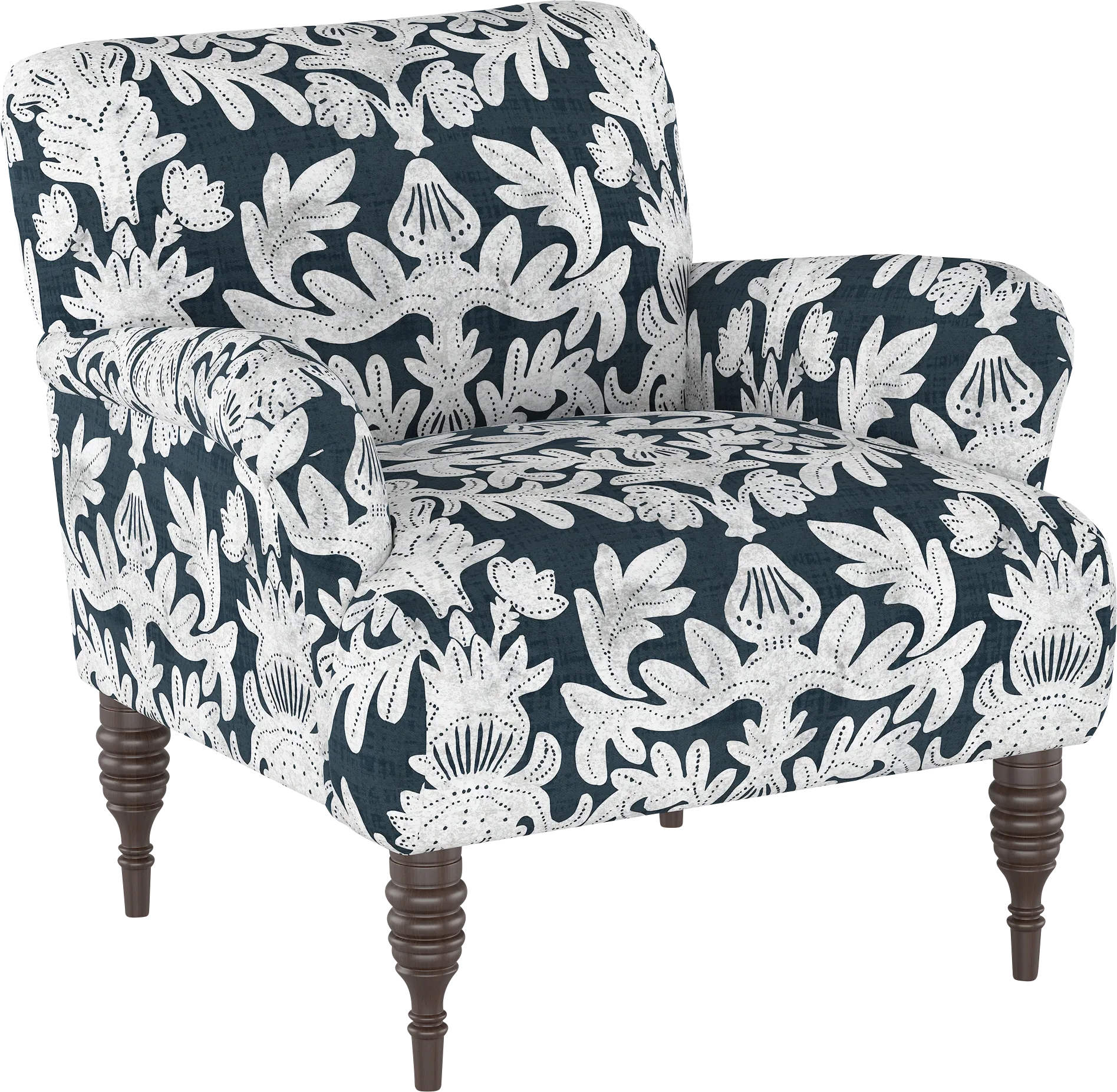 Classical Notes White-Gray Accent Chair - Image 1
