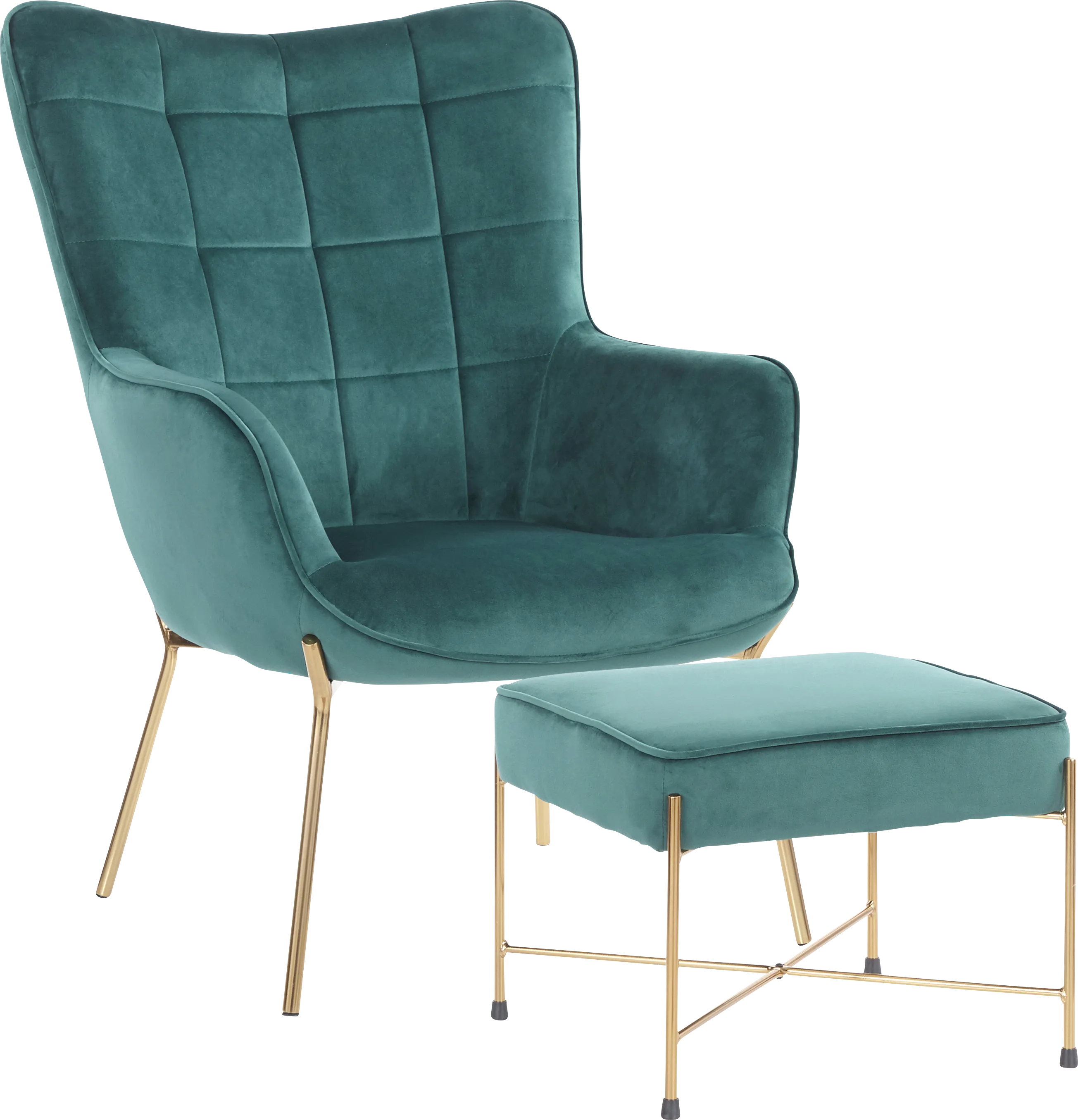 Desmare Green Accent Chair and Ottoman - Thumbnail - Image 1