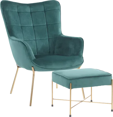 Desmare Green Accent Chair and Ottoman