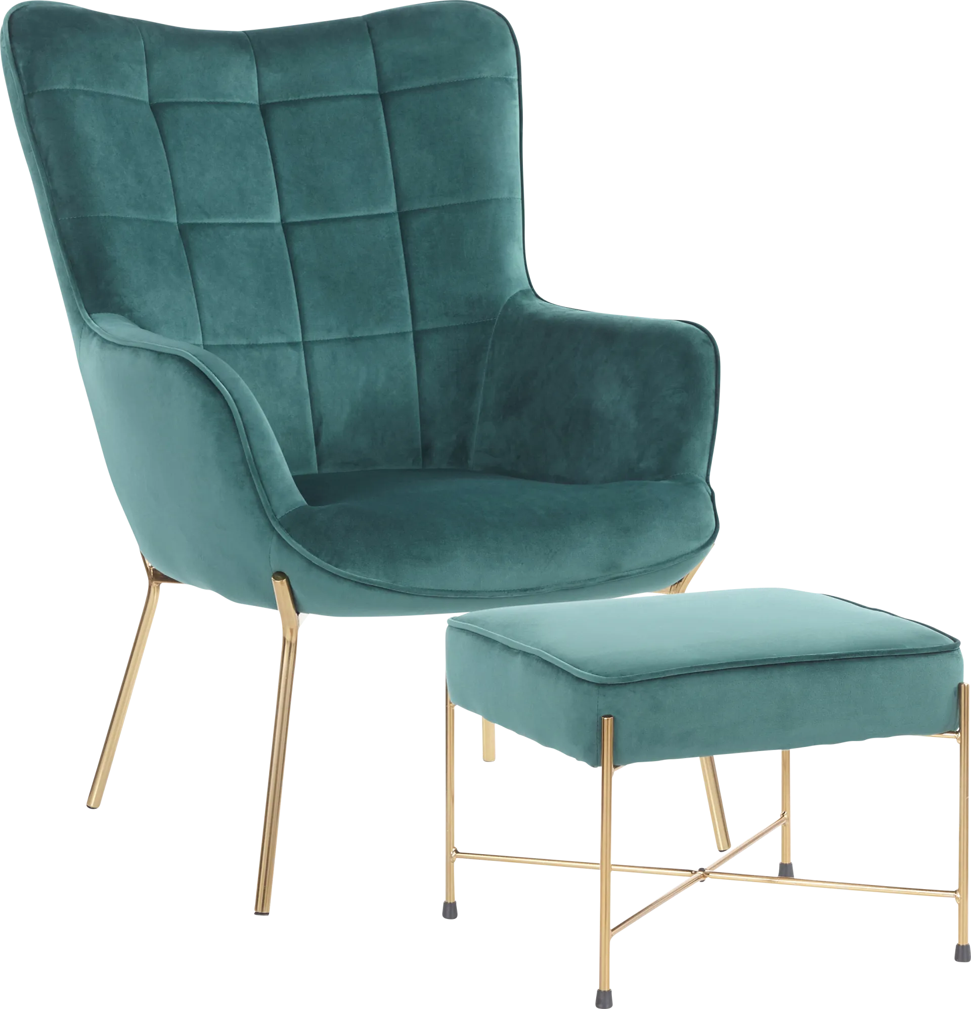 Desmare Green Accent Chair and Ottoman - Image 1