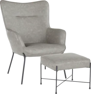 Amacker Gray Accent Chair and Ottoman