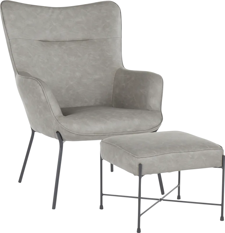 Amacker Gray Accent Chair and Ottoman