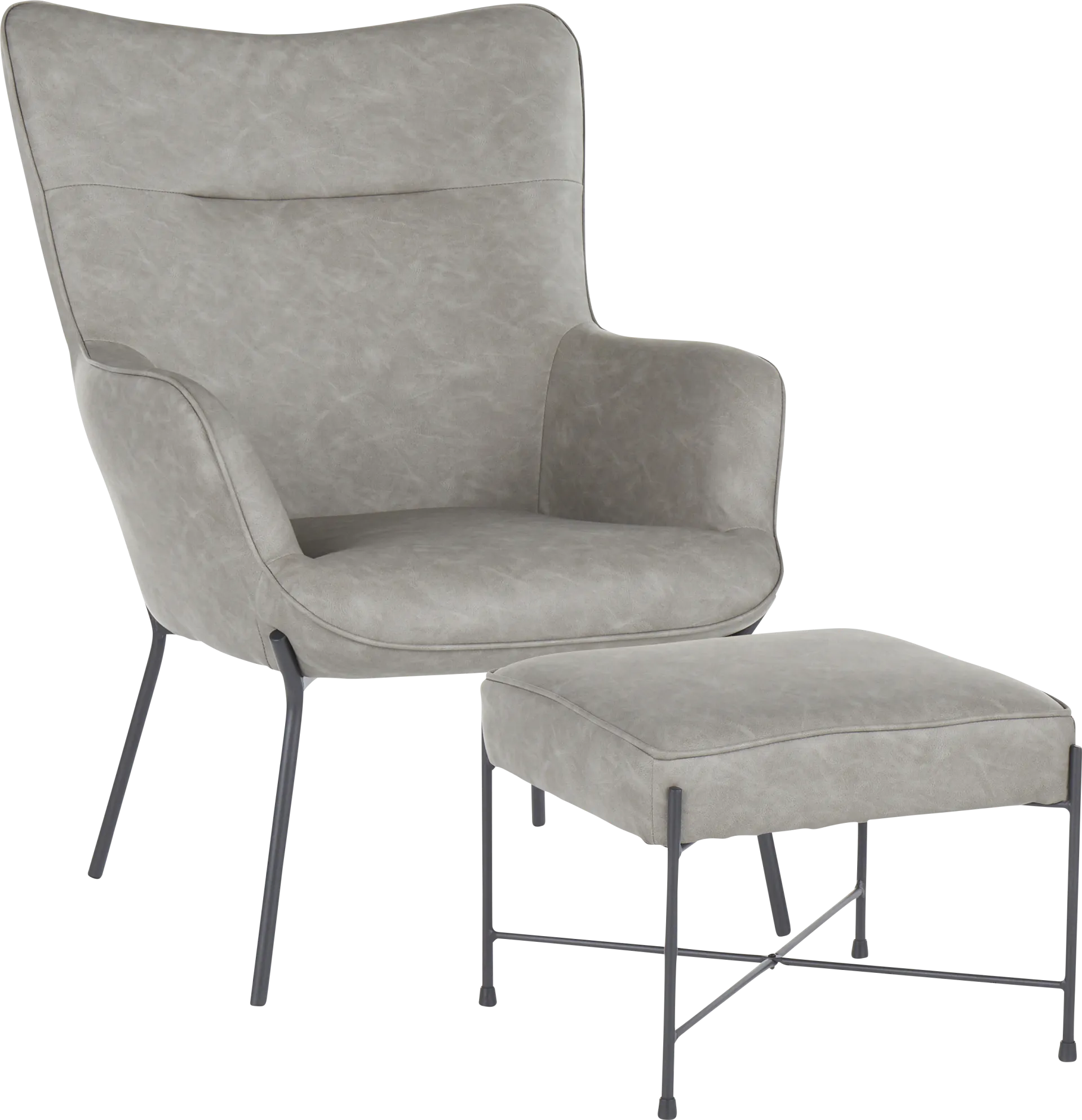 Amacker Gray Accent Chair and Ottoman - Image 1