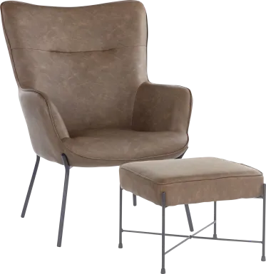 Amacker Brown Accent Chair and Ottoman