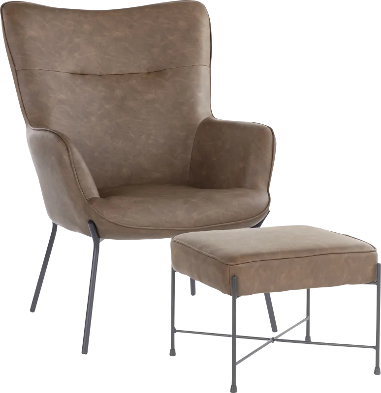 Amacker Brown Accent Chair and Ottoman