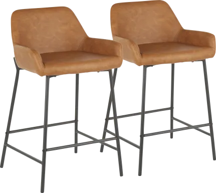 Clarain Camel Counter Height Stool, Set of 2