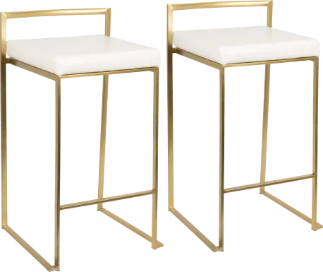 Sora White Gold UltraHyde Counter Height Stool (Set of 2)