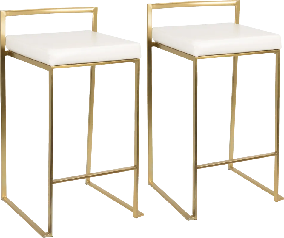 Sora White Gold UltraHyde Counter Height Stool (Set of 2)