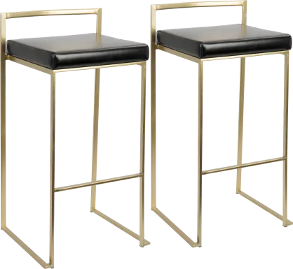 Sora Black Gold Barstool (Set of 2)