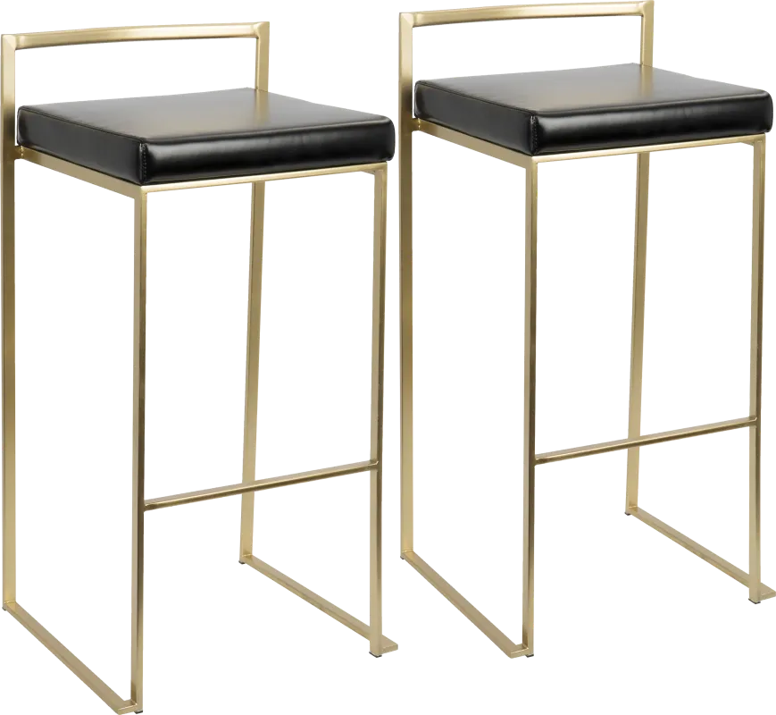 Sora Black Gold Barstool (Set of 2)