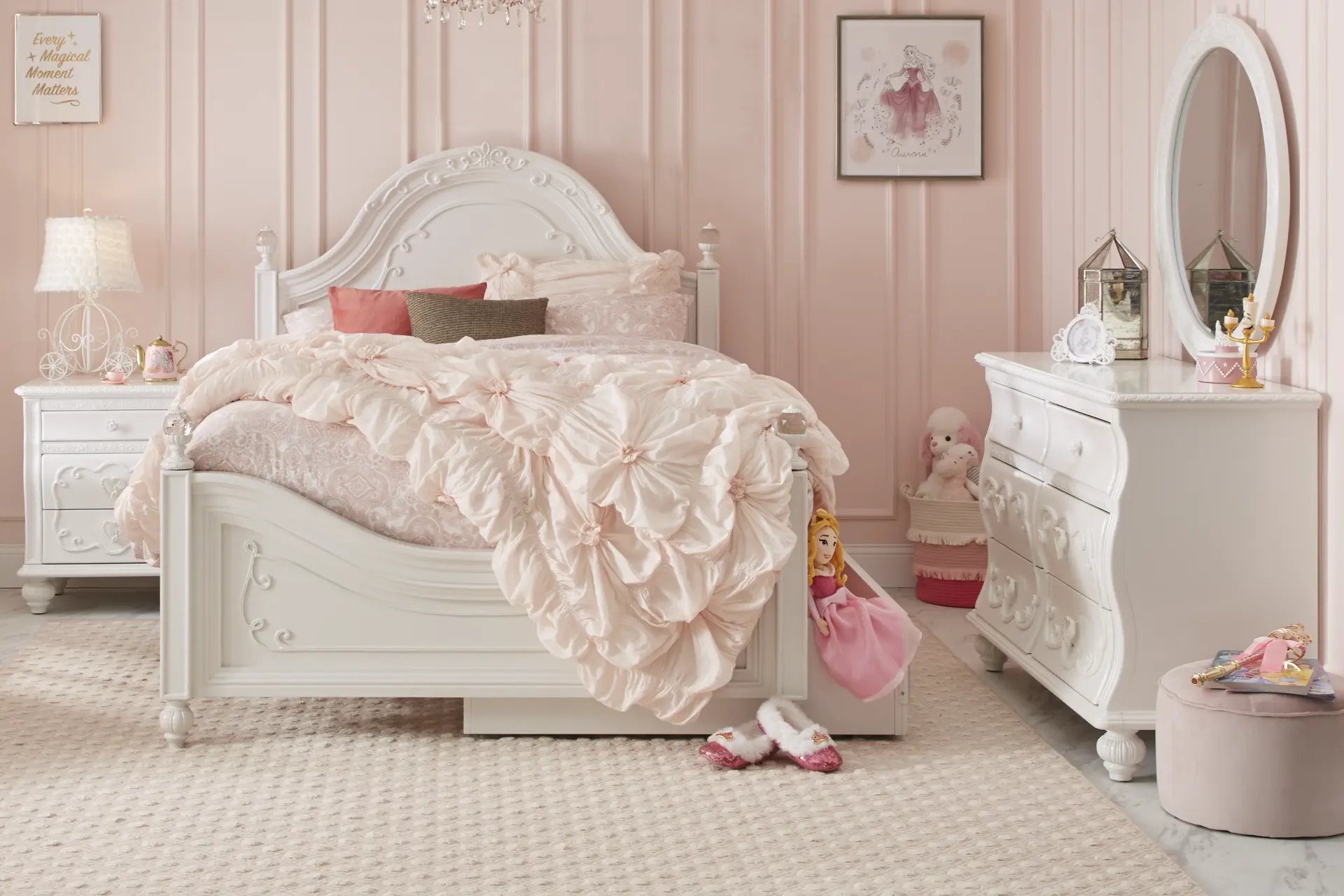 Disney Princess White Twin Panel Bedroom