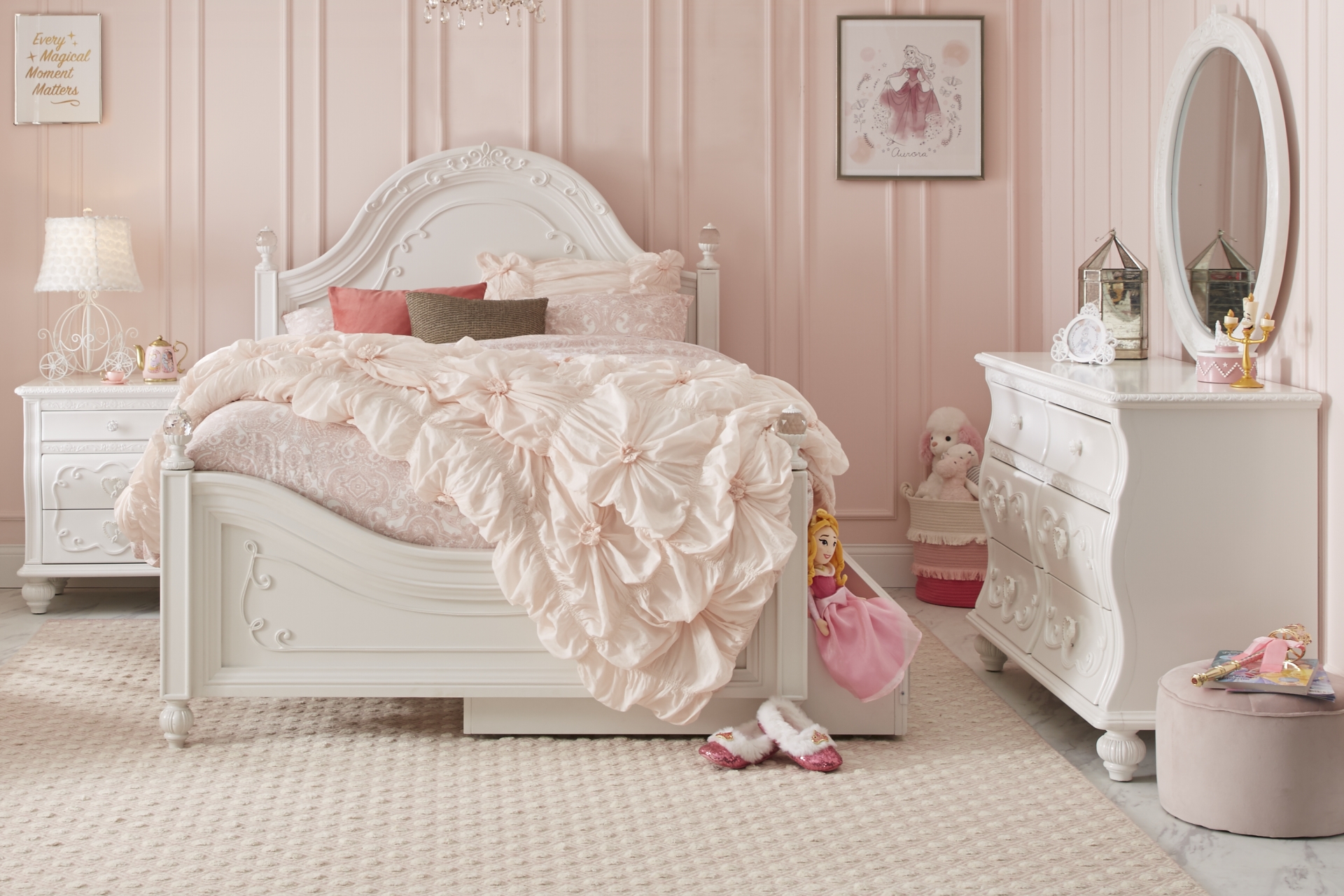 Disney Princess White Full Panel Bedroom full room