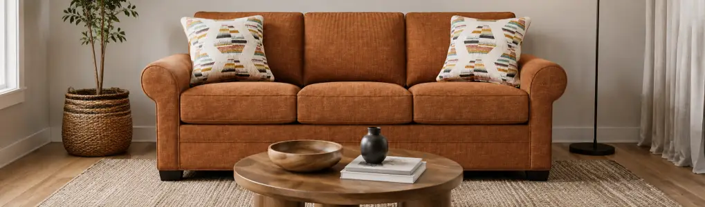 Living room decorated with earth tones