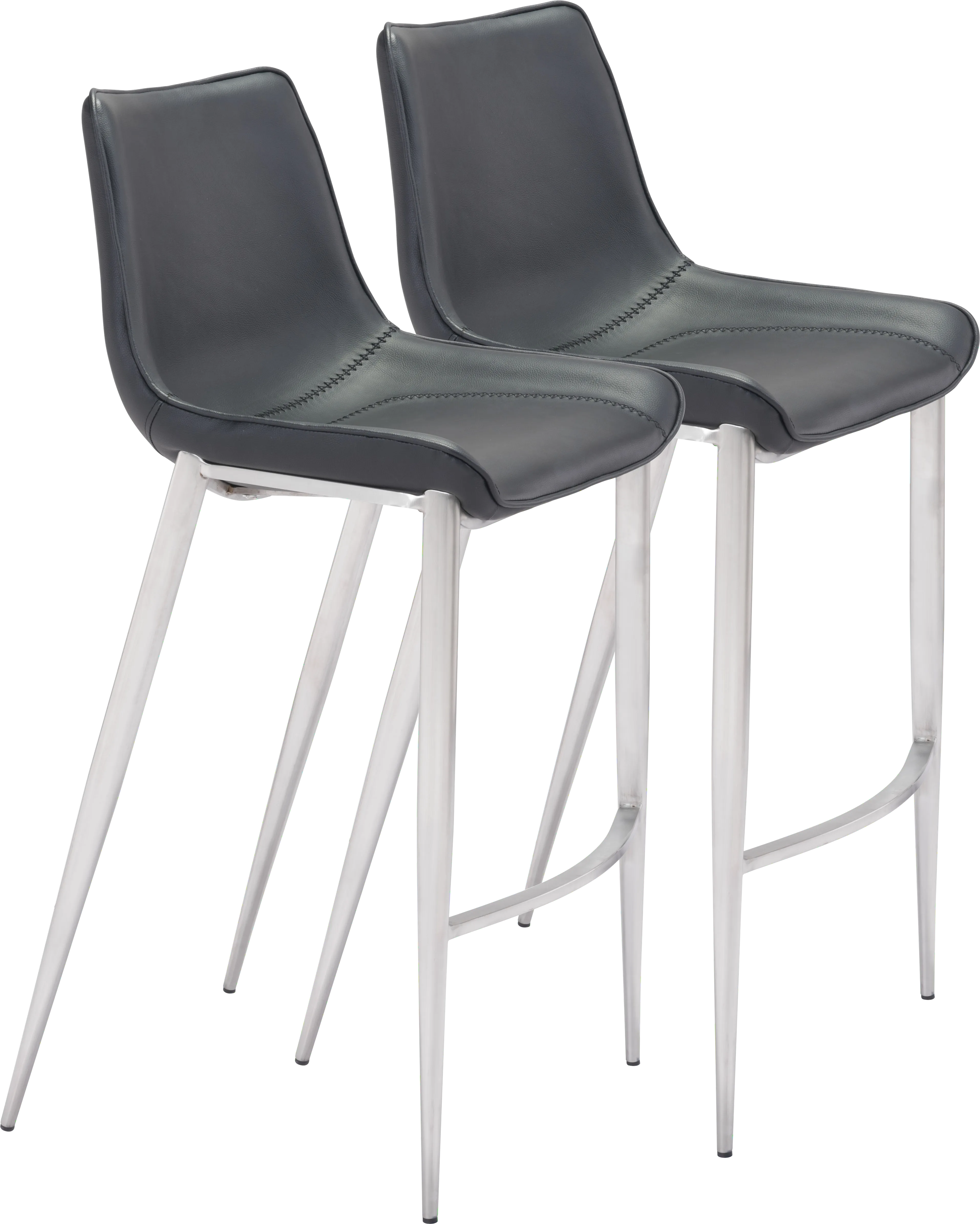 Wavell Black Steel Barstool, Set of 2 - Thumbnail - Image 1