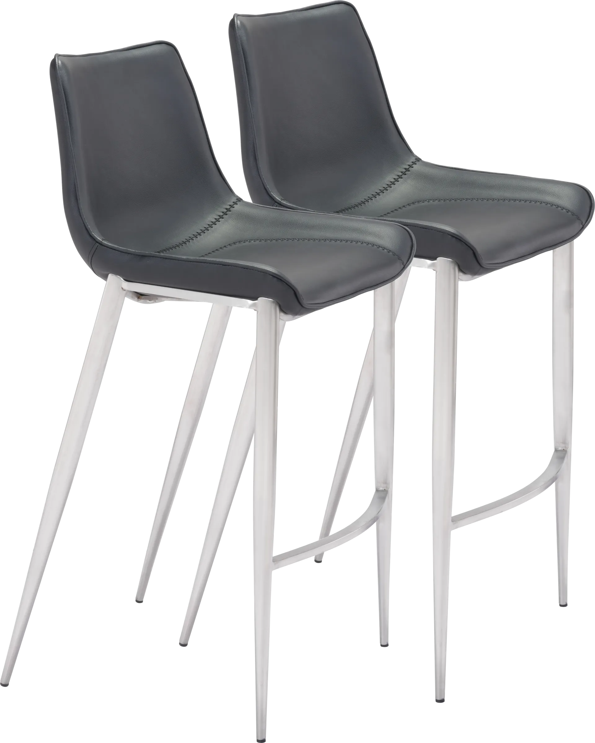 Wavell Black Steel Barstool, Set of 2 - Image 1