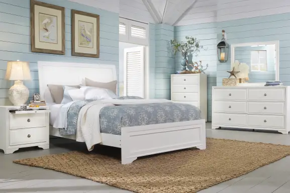 Belcourt White 7 Pc King Sleigh Bedroom