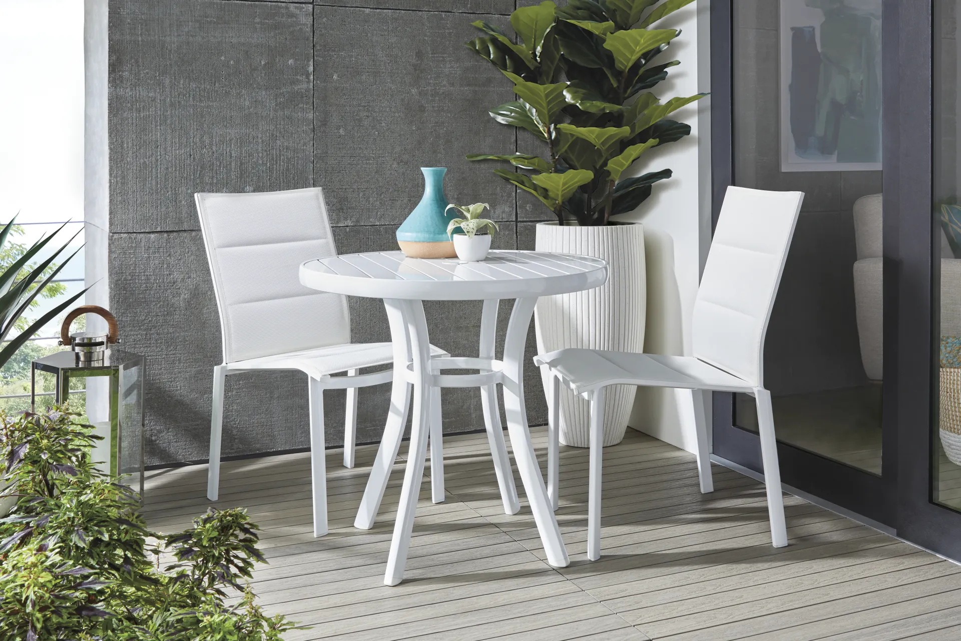 Solana White 32 in. Round Outdoor Dining Table - Image 1