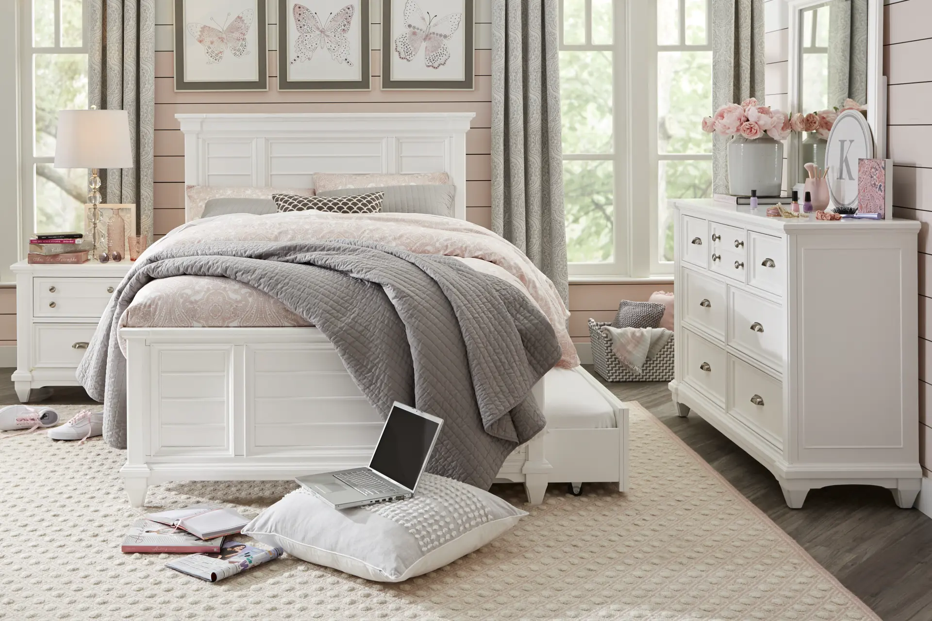 Hilton Head Kids White Full Panel Bedroom