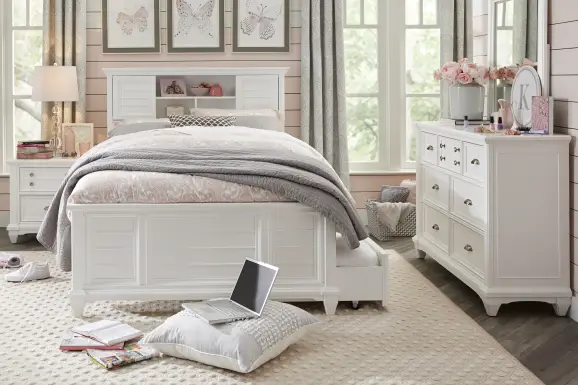 Kids Hilton Head White Full Bookcase Bedroom