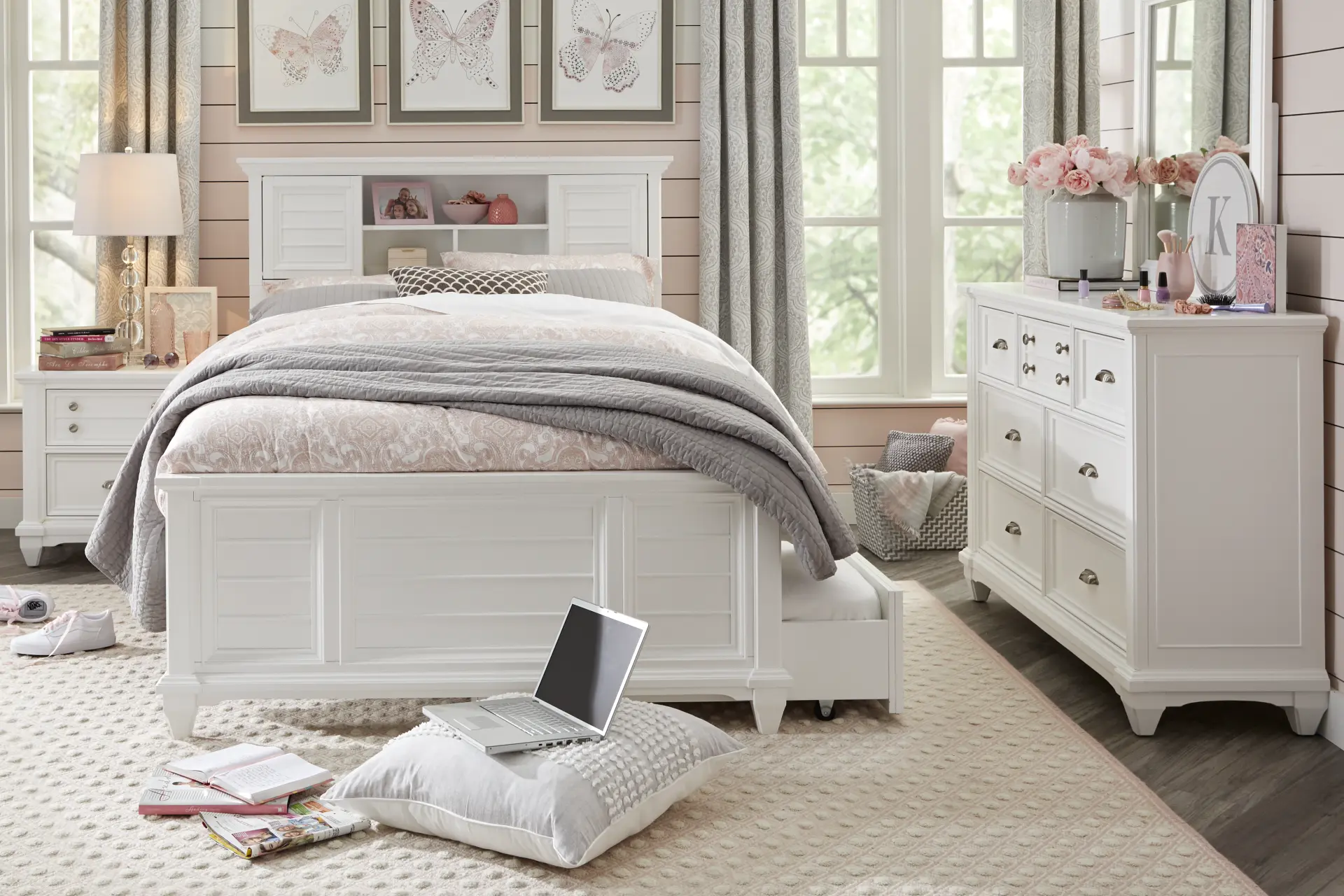 Hilton Head Kids White Full Bookcase Bedroom