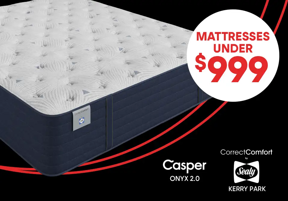 Mattresses under $999. Casper Onyx 2.0 CorrectComfort by Sealy.
