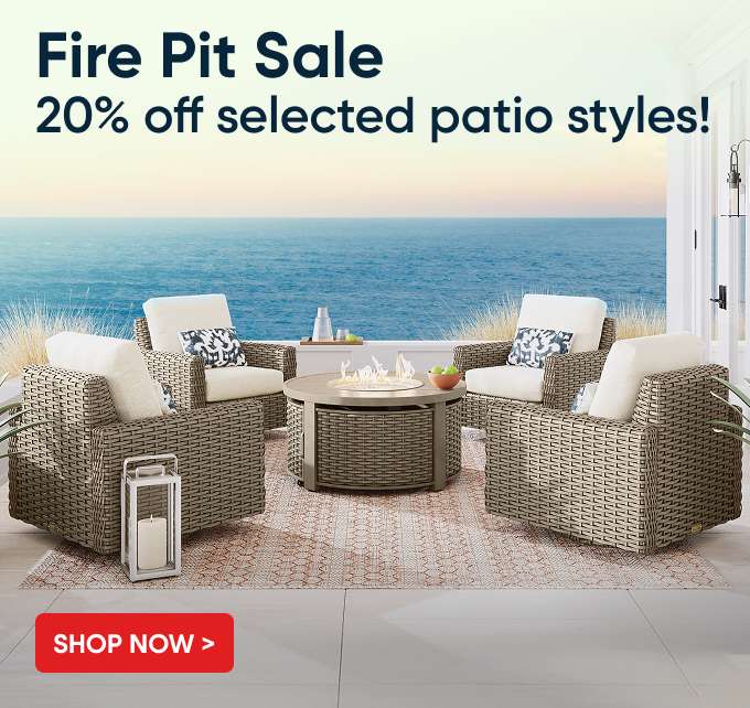 Fire Pit Sale 20% off selected patio styles!
