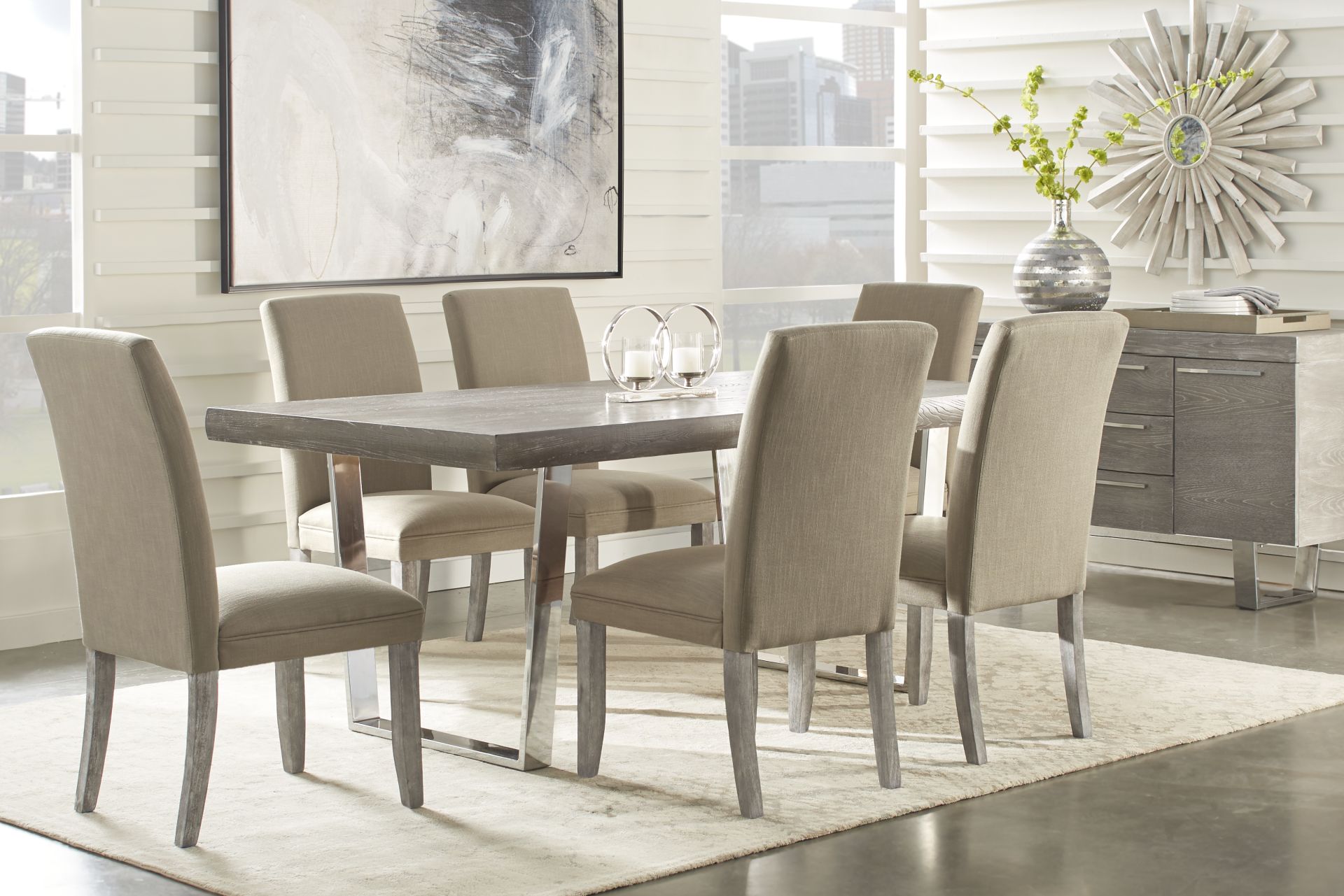 San Francisco Gray 5 Pc Dining Room with Brown Chairs - Image 1