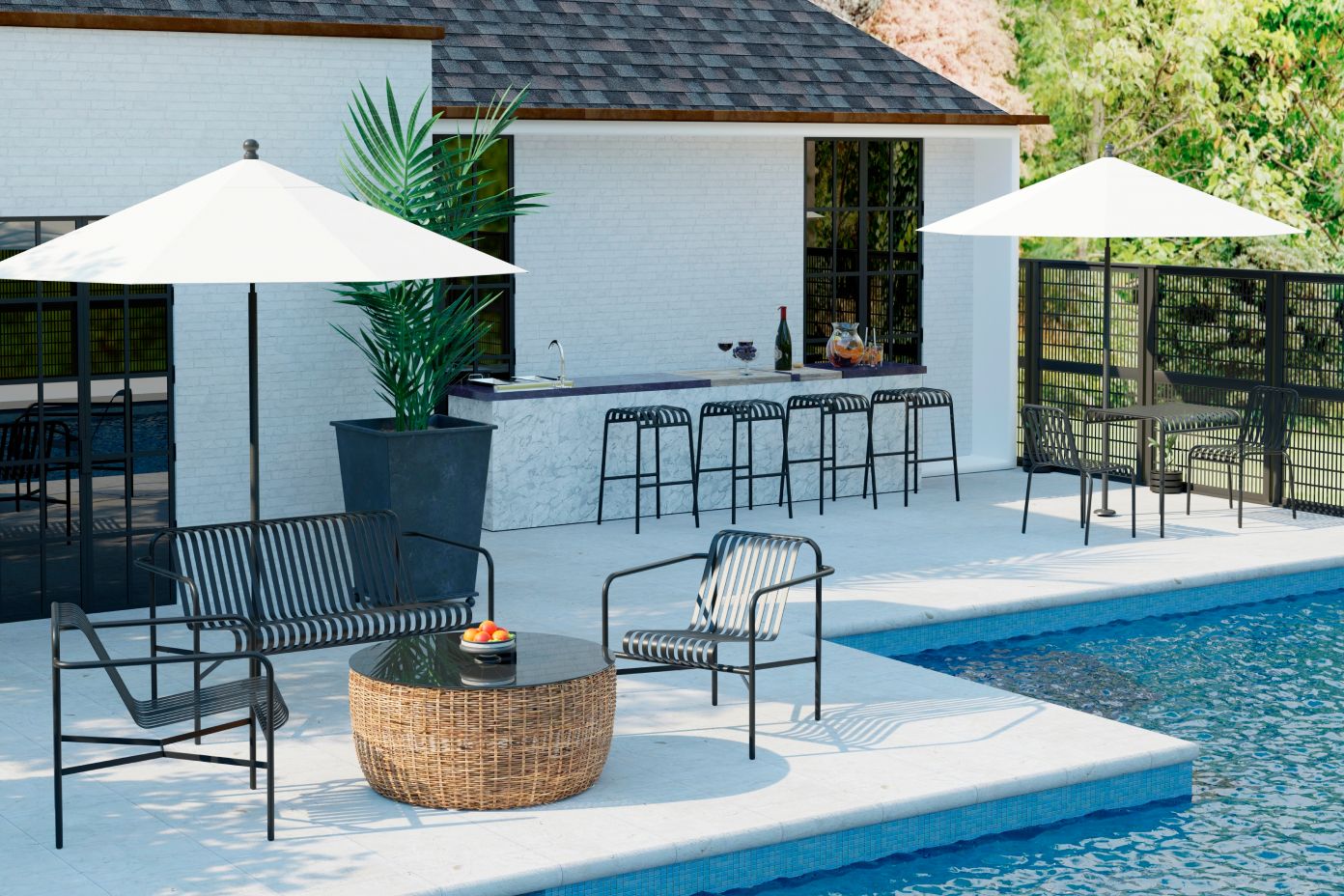 black patio set with umbrella 