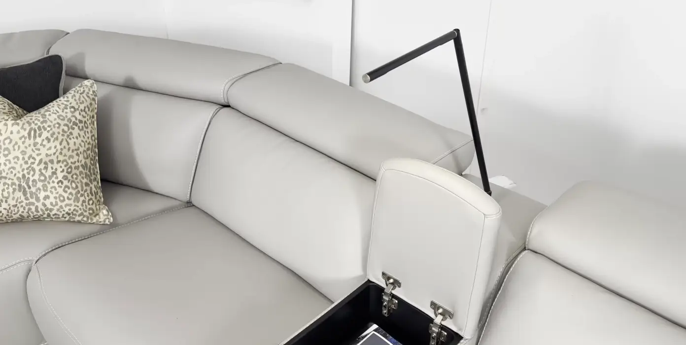 Cindy Crawford Alessio White Leather Storage Cocktail Ottoman