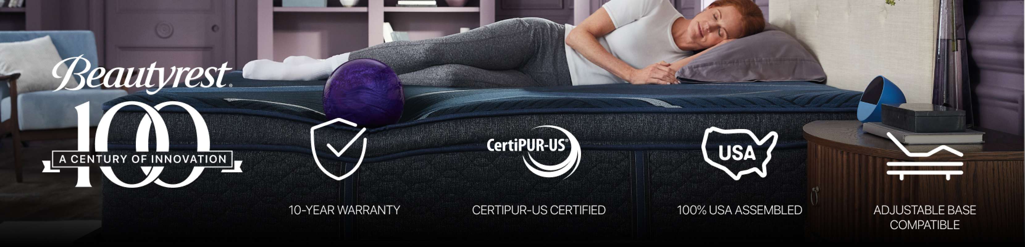 Beautyrest. A century of innovation. 10-year warranty. CertiPUR-US certified. 100% USA assembled. Adjustable base compatible.
