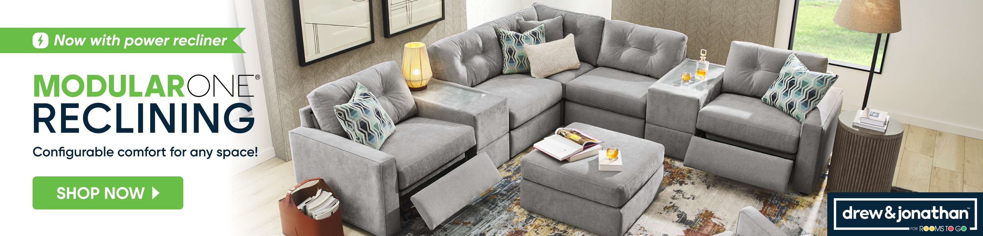 MODULARONE RECLINING sofa with power recliner.