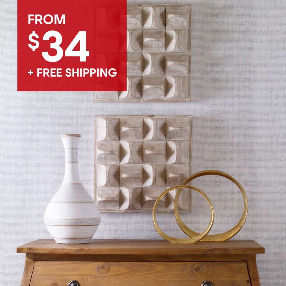 From $34 + Free Shipping. A wooden dresser with decorative items.
