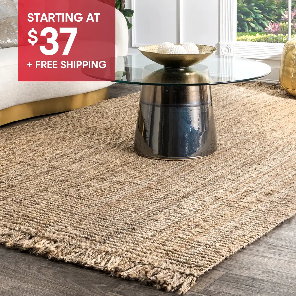 STARTING AT $37 + FREE SHIPPING. A natural jute rug.
