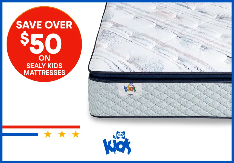 Save over $50 on Sealy Kids mattresses.
