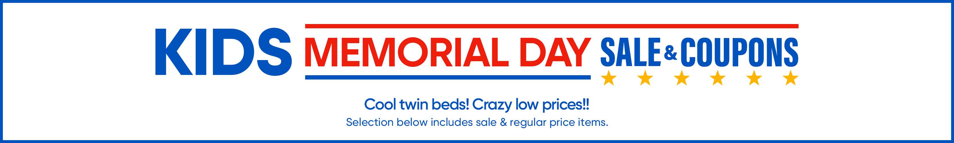 KIDS MEMORIAL DAY SALE & COUPONS. Cool twin beds! Crazy low prices!!