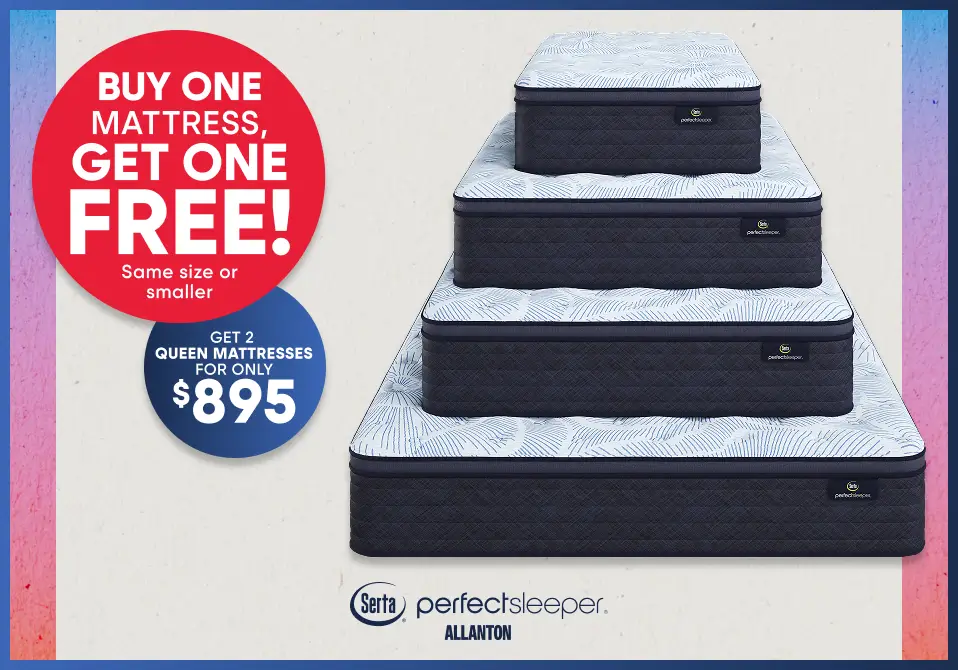 Serta Perfect Sleeper Allanton mattress sale: Buy one, get one free. Get 2 queen mattresses for $895.