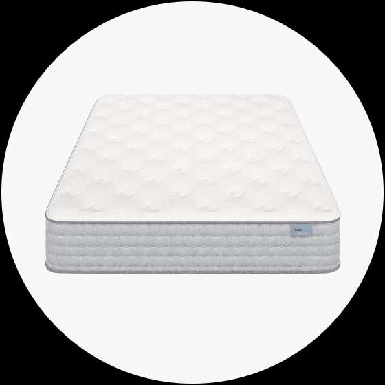 Mattress. White with gray trim.
