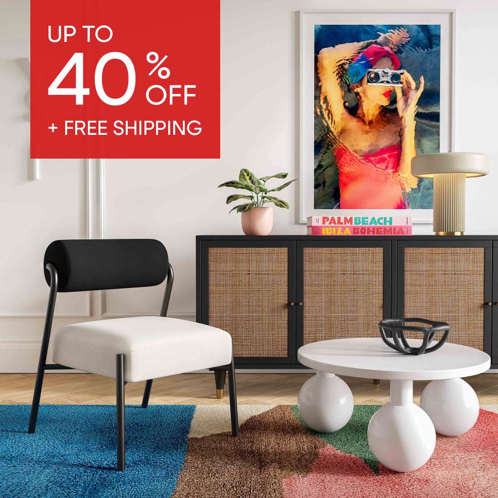 UP TO 40% OFF + FREE SHIPPING. Interior design with furniture and art.