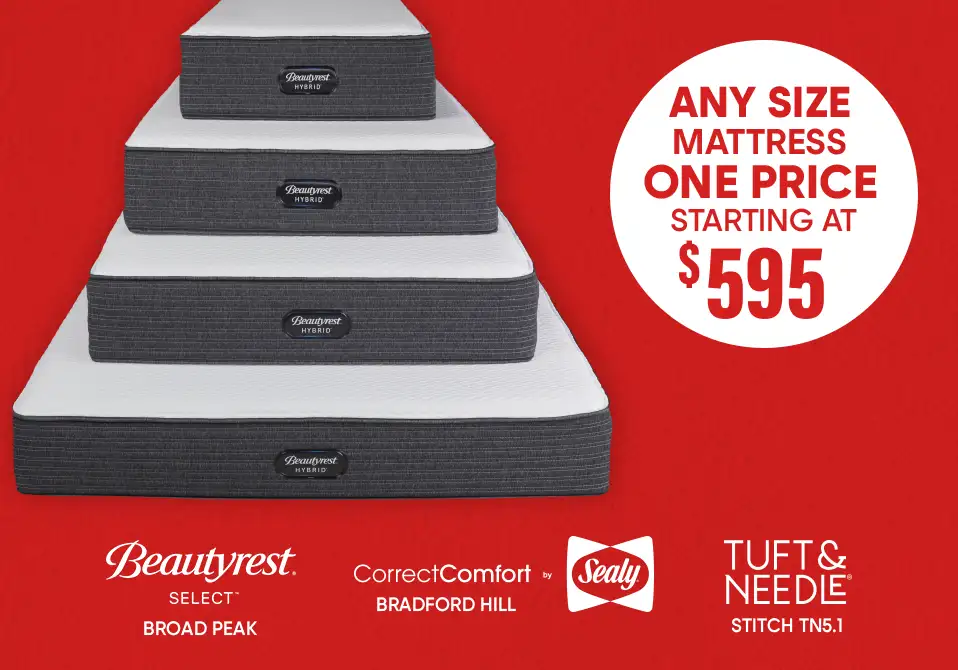 Any size mattress one price starting at $595.
