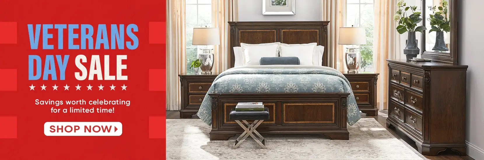 VETERANS DAY SALE. Shop Now. Bedroom furniture set.
