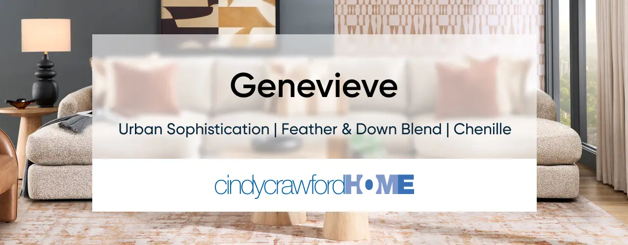 Genevieve Urban Sophistication | Feather & Down Blend | Chenille cindycrawfordHOME featuring Cindy Crawford on a sofa.