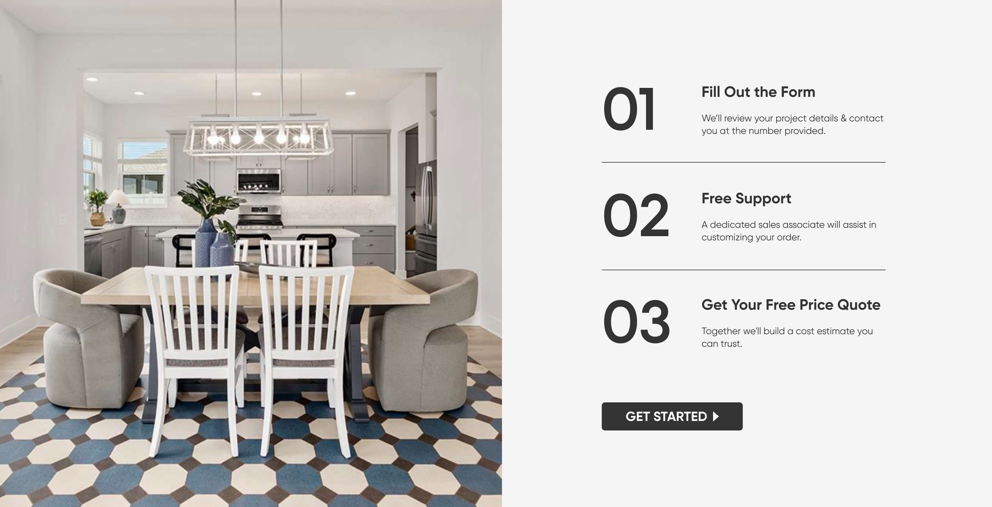 Steps to get started: Fill out the form, get free support, and get a free price quote.
