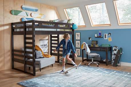 Boy playing in bedroom 
