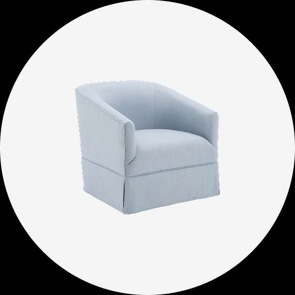 Light blue armchair.
