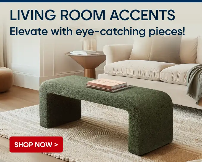 LIVING ROOM ACCENTS. Elevate with eye-catching pieces!