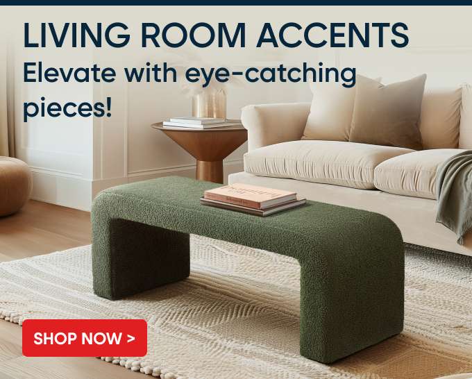 LIVING ROOM ACCENTS. Elevate with eye-catching pieces! Shop Now >
