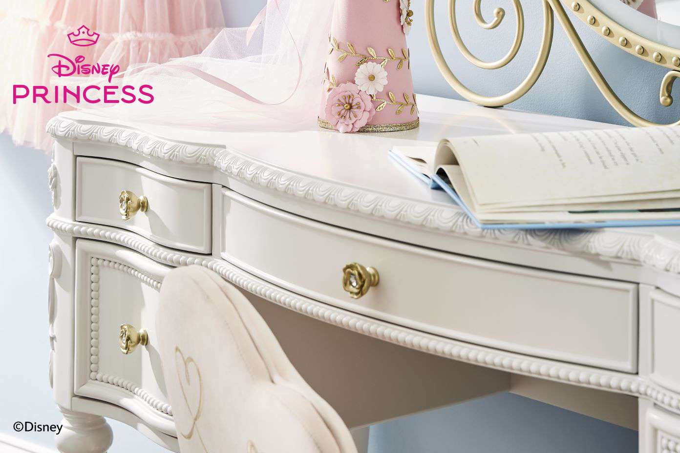 Disney Princess vanity desk.
